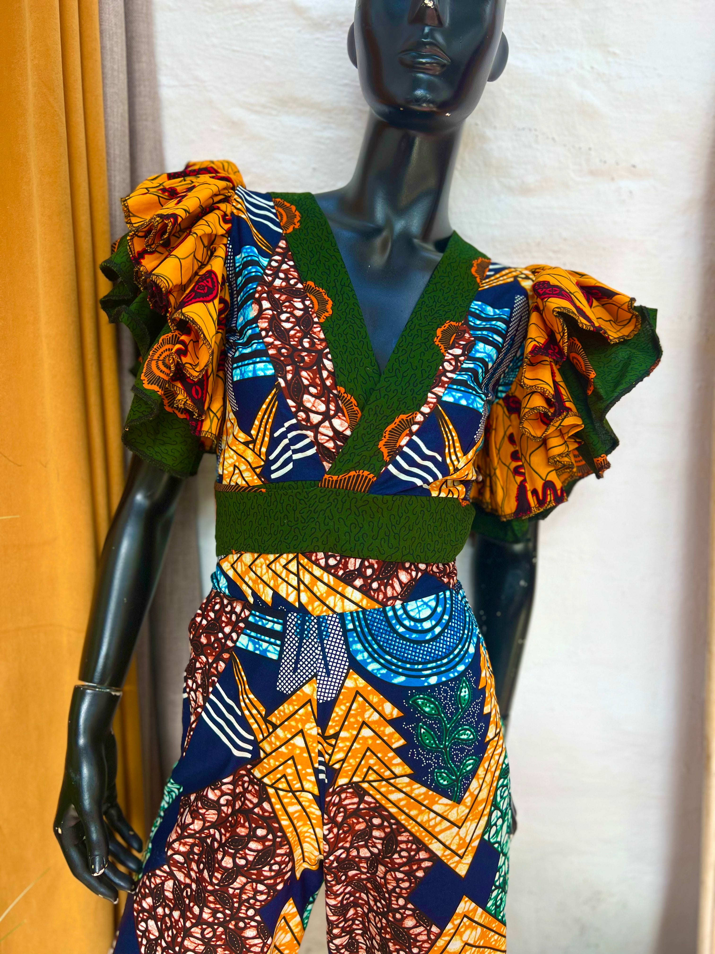 Bali crop top (14 working days, green frill and belt will differ each time)