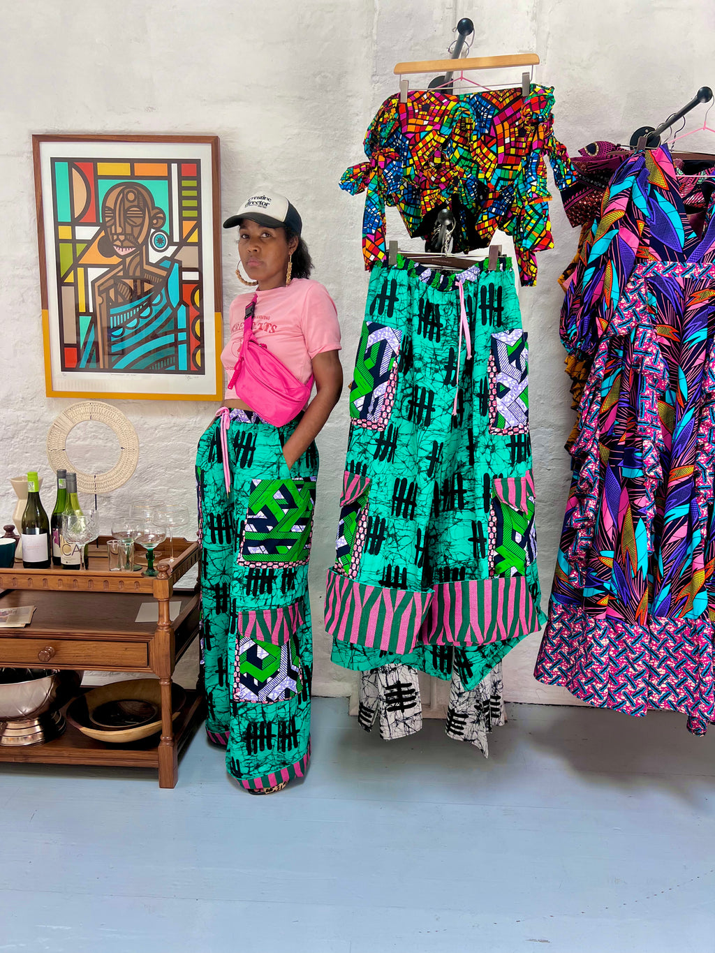 Ubud Pants | African Print Wide-Leg Cargo Pants