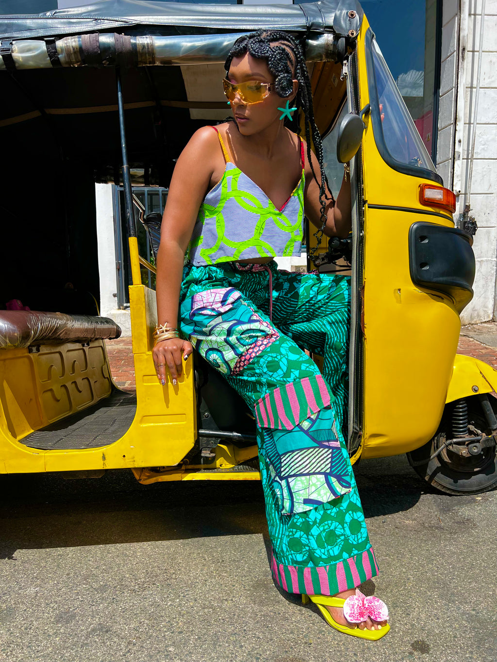Ubud Pants | African Print Wide-Leg Cargo Pants