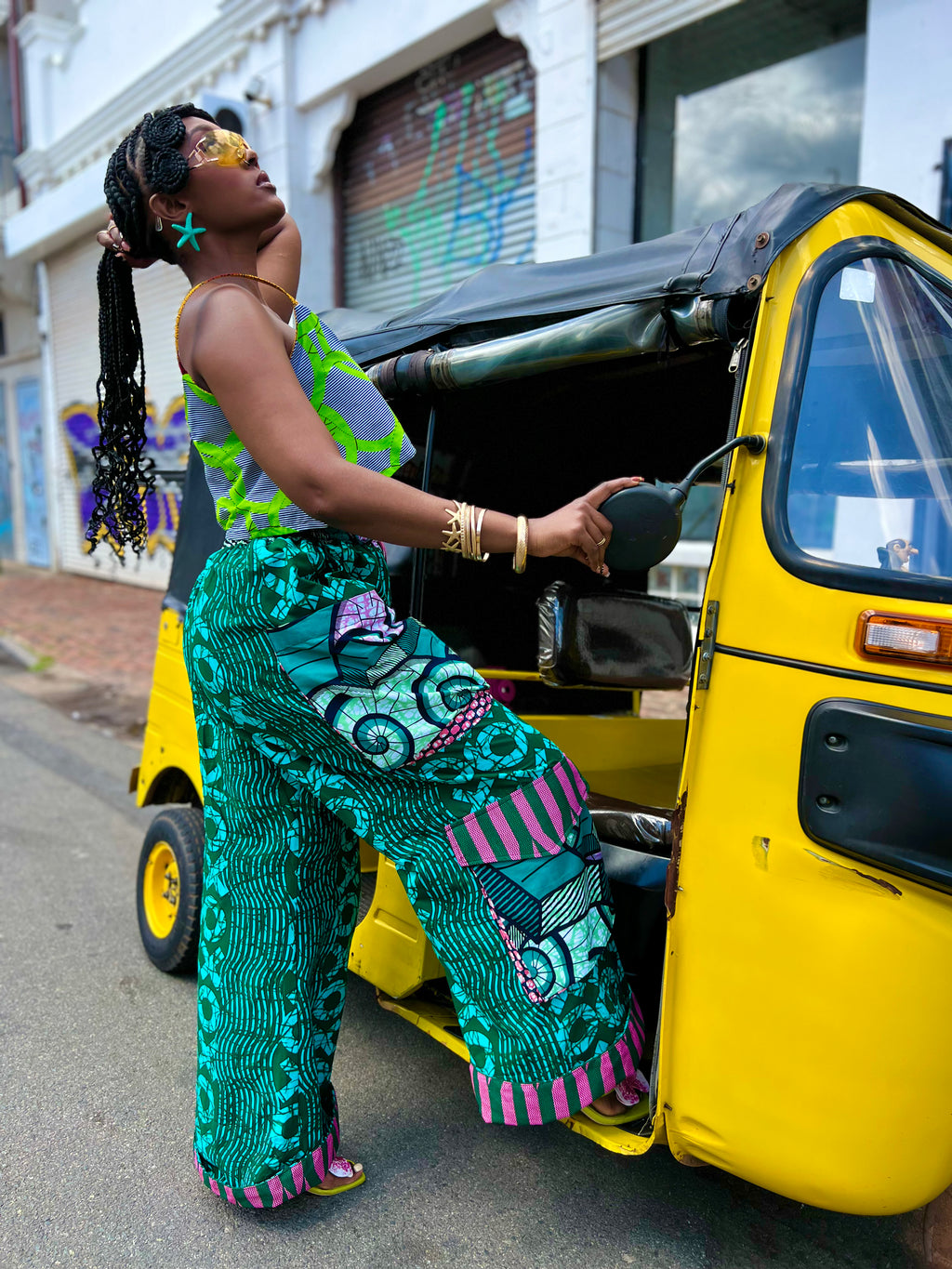 Ubud Pants | African Print Wide-Leg Cargo Pants