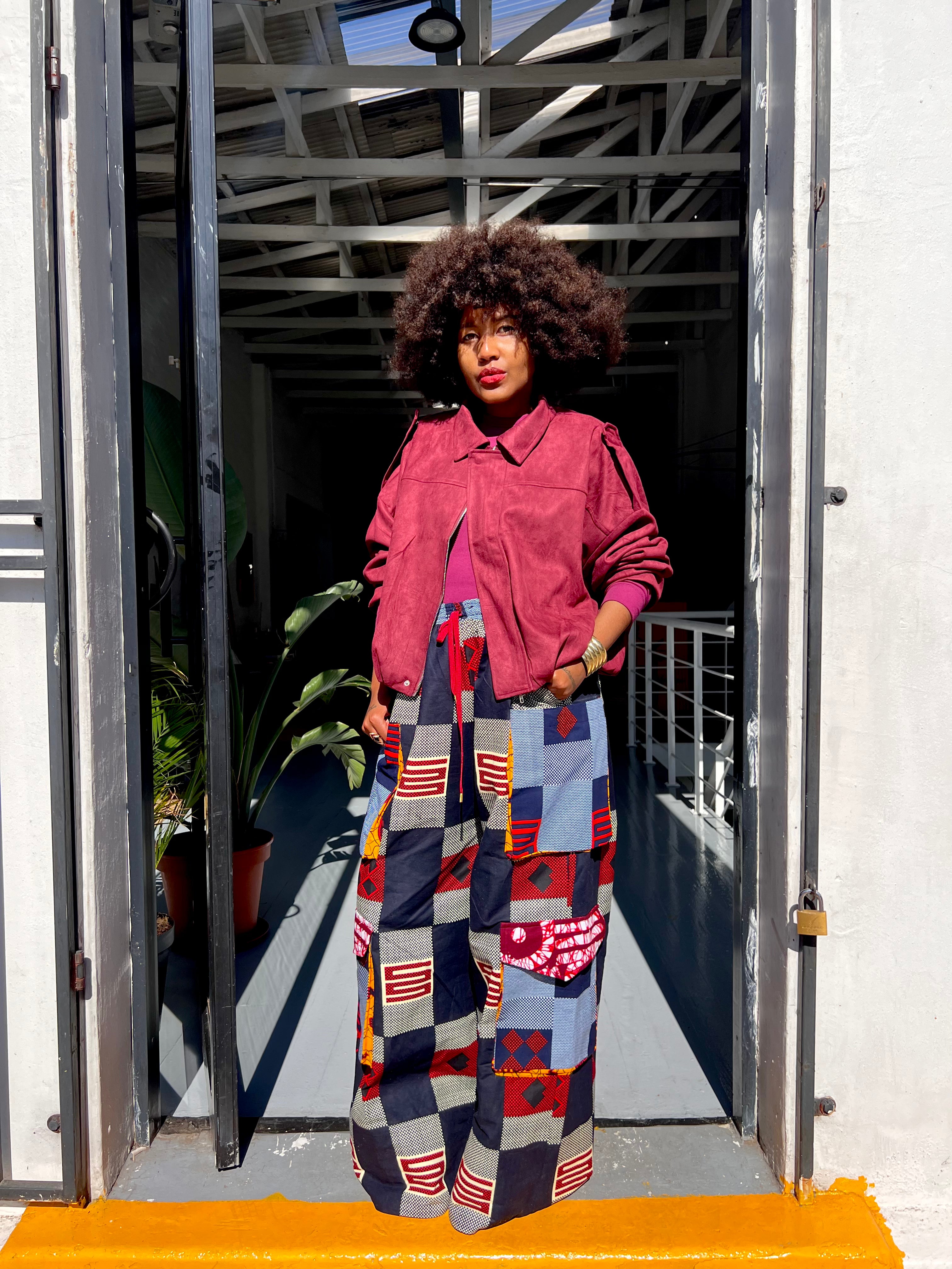 Ubud Pants | African Print Wide-Leg Cargo Pants