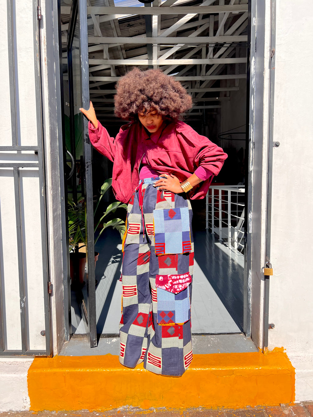 Ubud Pants | African Print Wide-Leg Cargo Pants